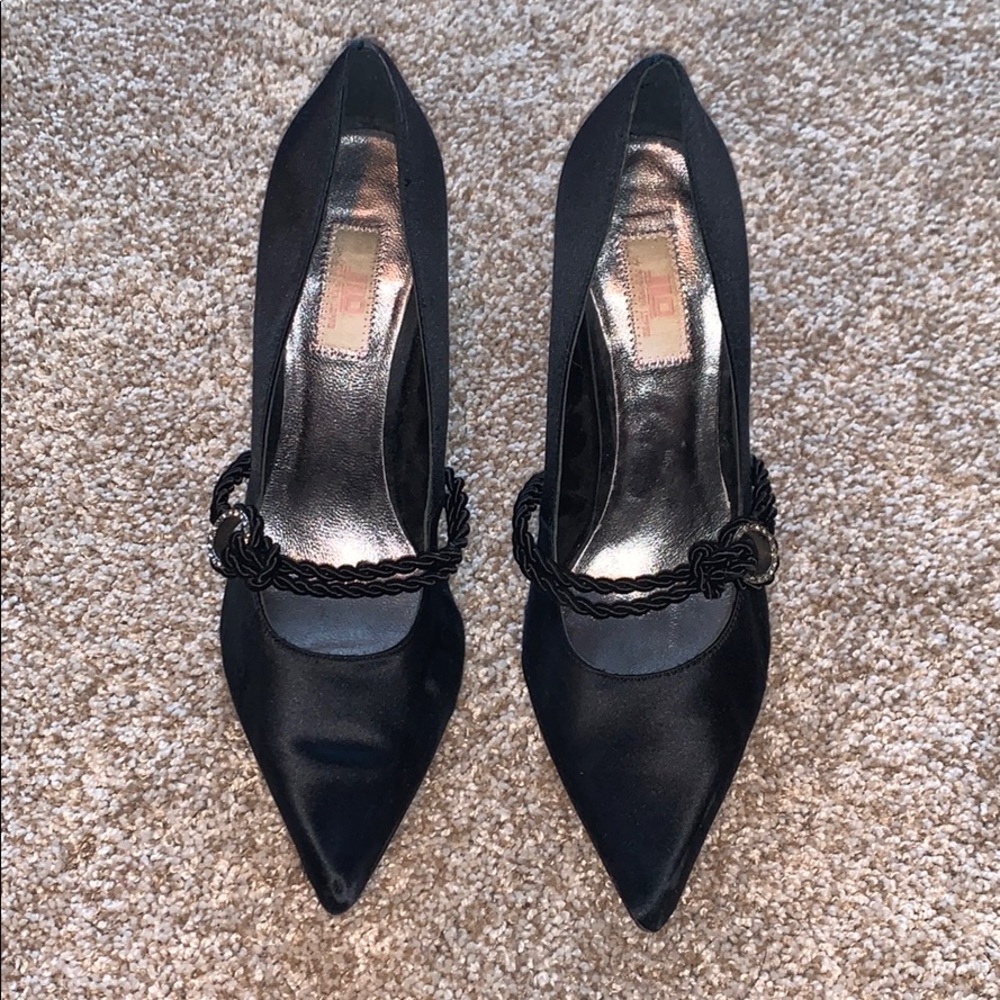 Black silk heels